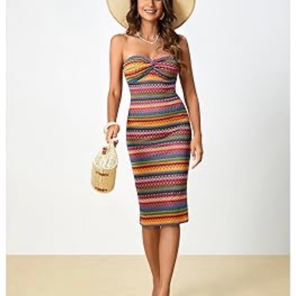 Multicolor Striped Women Dress